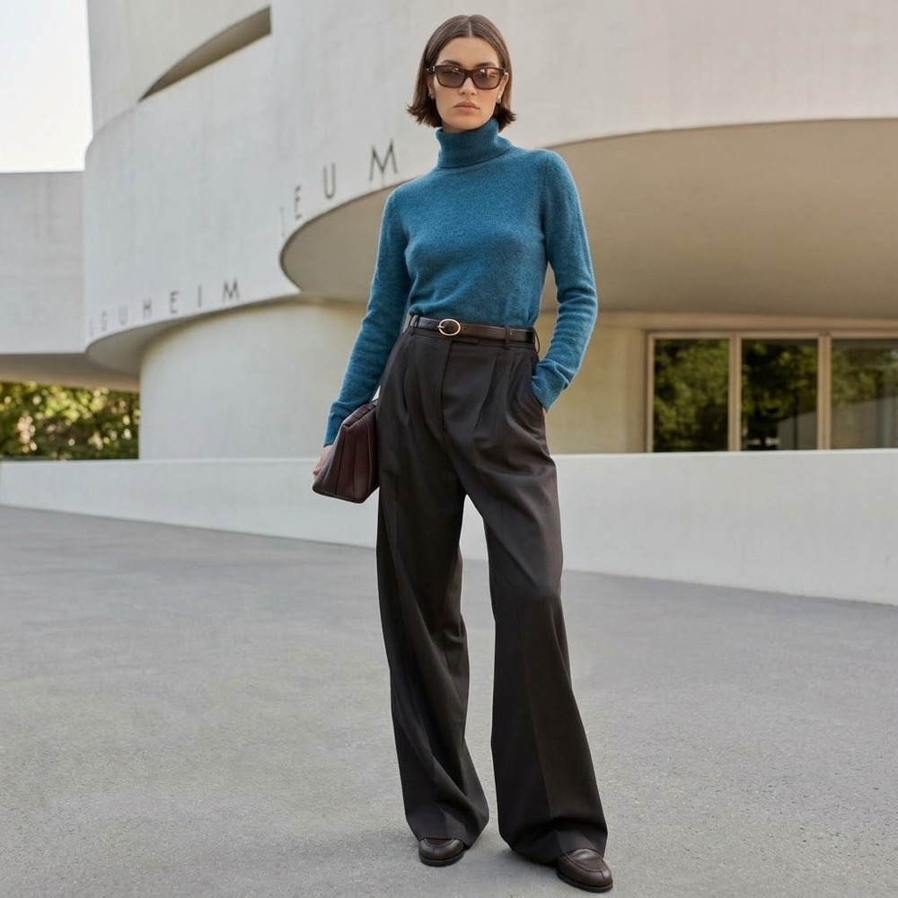 Charter Club Luxury 100% Cashmere Turtleneck Teal Blue Small Quiet Luxury Winter